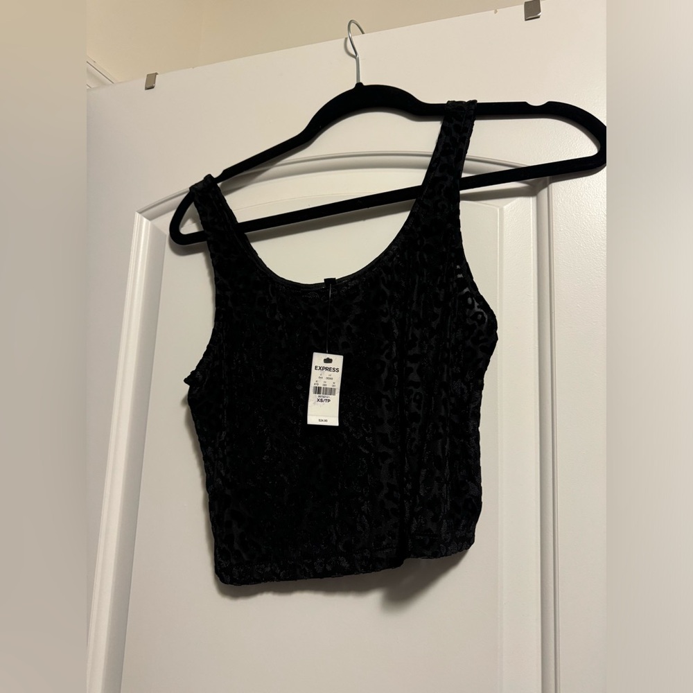 Express Cheetah Crop Tank XS